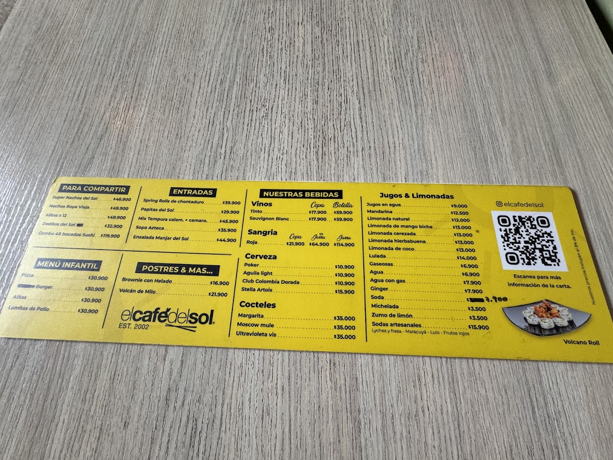 Menu El Café Del Sol - Ciudad Jardín-1