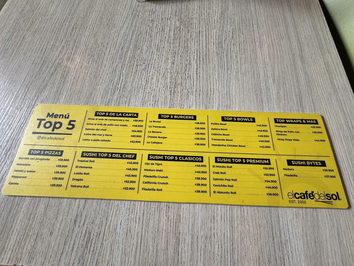 Menu El Café Del Sol - Ciudad Jardín-2