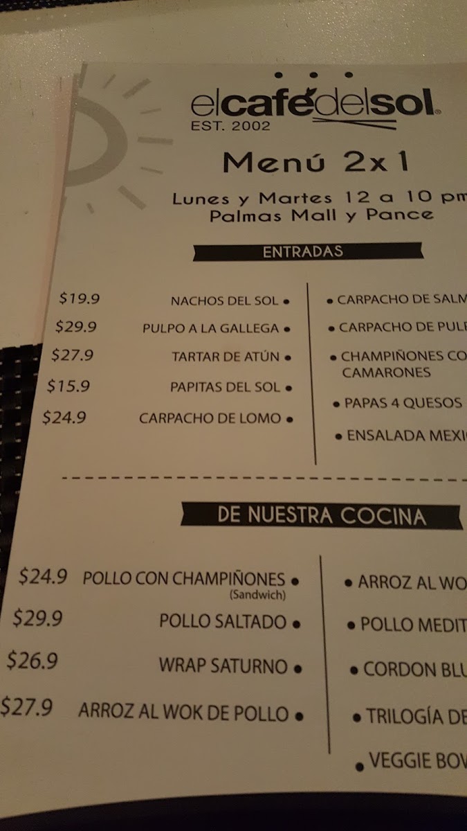 Menu El Café Del Sol - Ciudad Jardín-8